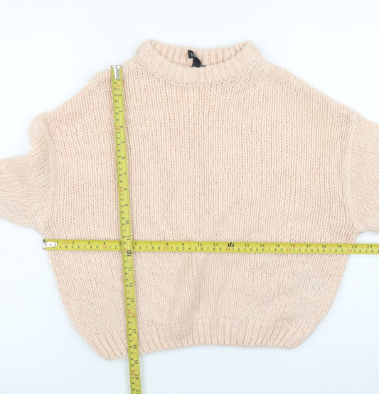 H&M Divided Women’s Beige Chunky-Knit Mock Neck Jumper XS