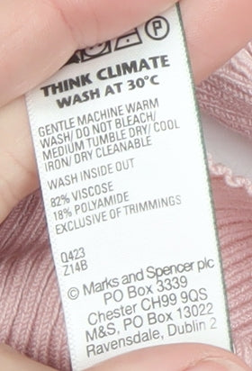 Marks and Spencer Women’s Pink Ribbed Knit Short Sleeve Top M