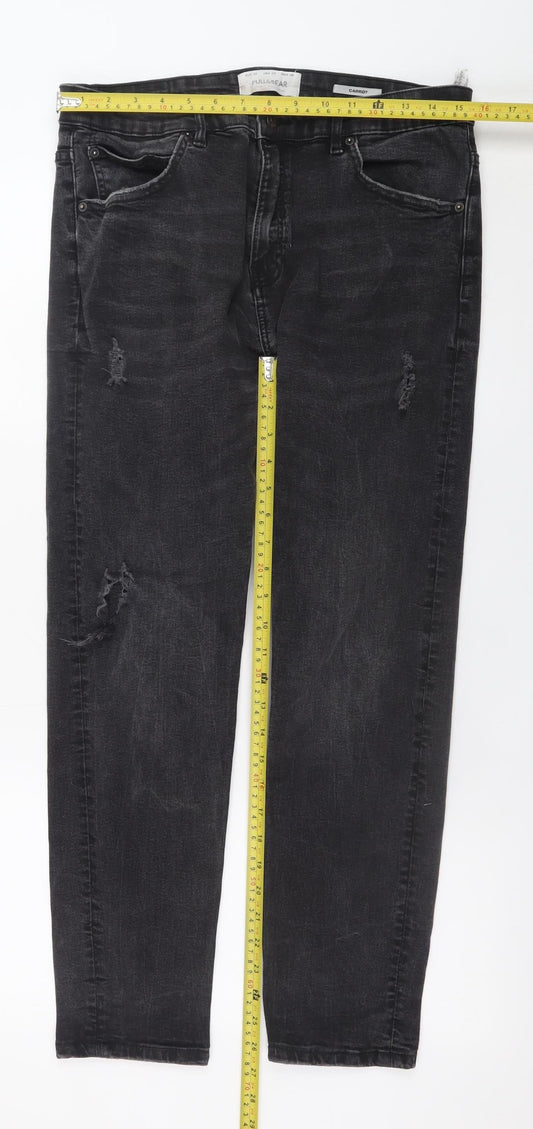 Womens UK Size 14 Pull&Bear Regular Fit Carrot Black Jeans