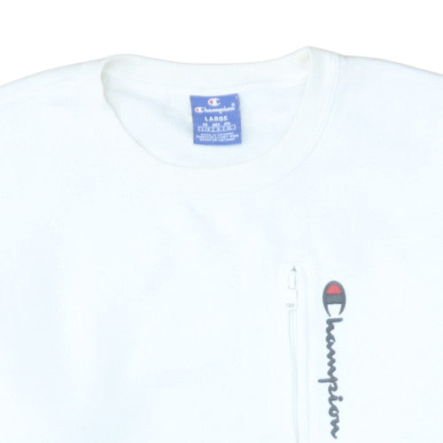 Mens UK Size L Champion White Pullover Sweatshirt