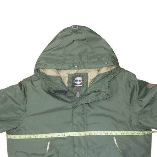 Timberland Men’s Green Hooded Parka Jacket L Nylon Water Resistant