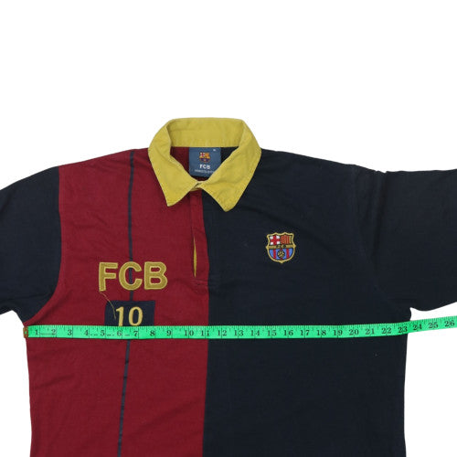 FC Barcelona Mens Red Navy Long Sleeve Polo Shirt XL