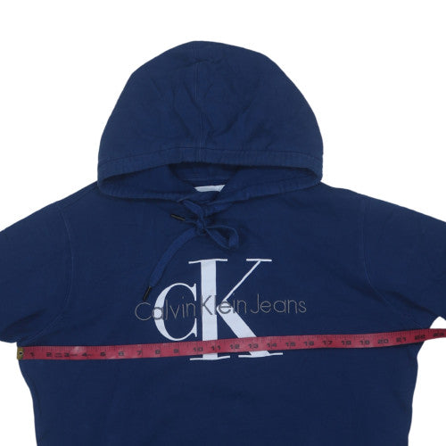 Mens UK Size L Calvin Klein Jeans Blue Pullover Hoodie