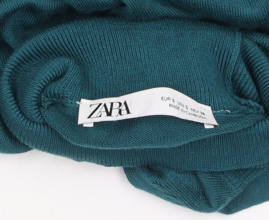 Womens UK Size 8 Zara Green Pullover Jumper