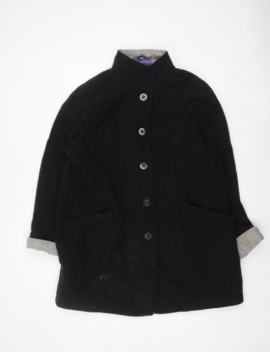 Autonomy Women's Black Wool Blend Overcoat Size 18 Lined Button Front