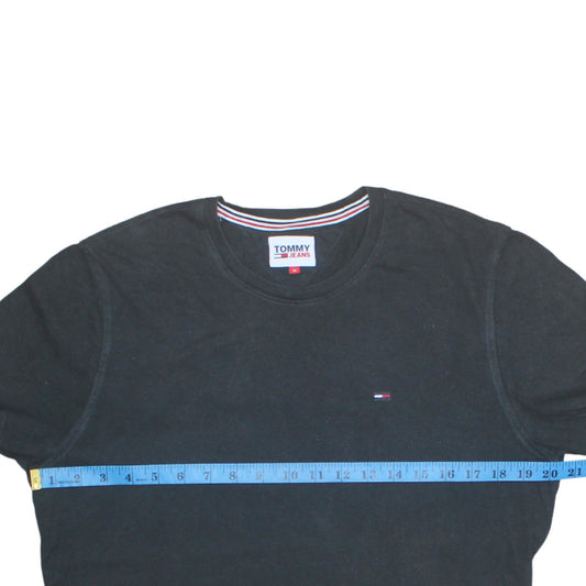 Tommy Jeans Men's Black Cotton Crew Neck T-Shirt M Regular Fit