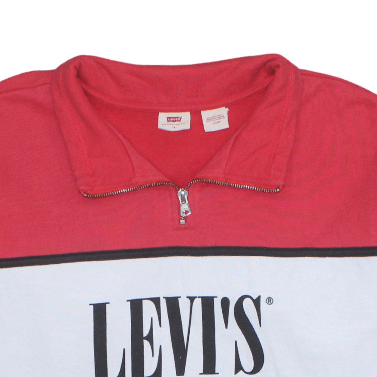 Mens UK Size XL Levi's Red 1/2 Zip Sweatshirt