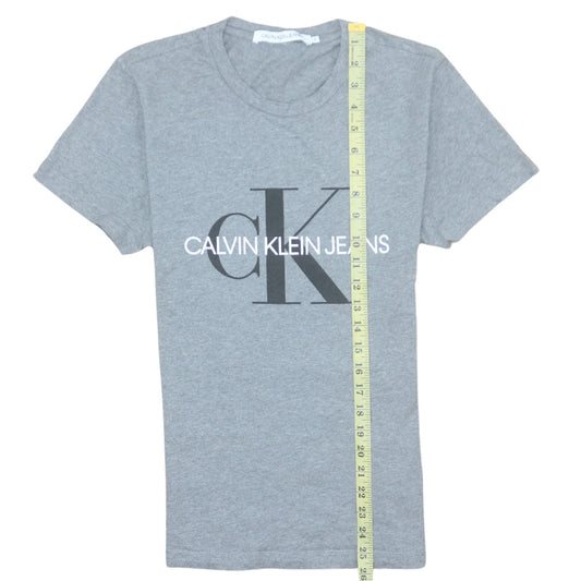 Calvin Klein Jeans Men's Grey Logo Crew Neck T-Shirt Size S