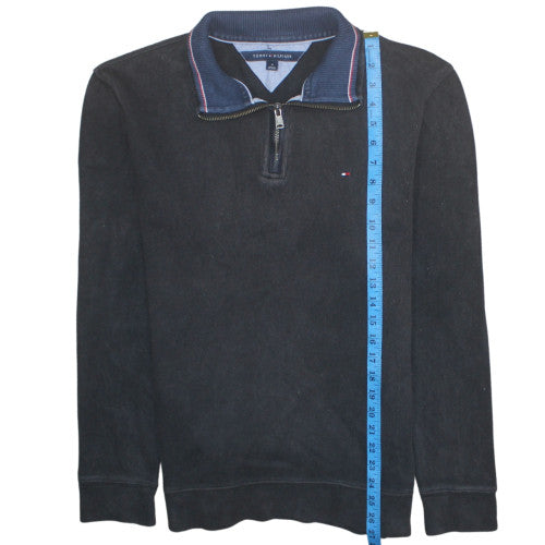 Mens UK Size M Tommy Hilfiger Black 1/2 Zip Sweatshirt