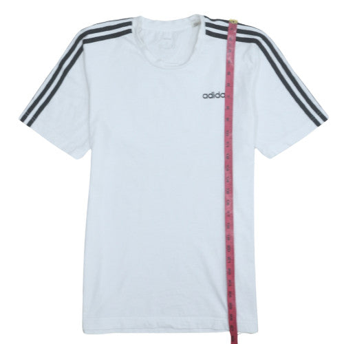 Adidas Men’s White 3-Stripes Crew Neck Sports T-Shirt Size M