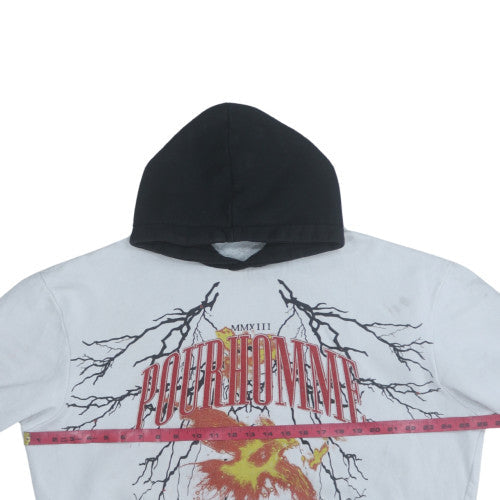 Mens UK Size S boohooMAN White Pullover Hoodie