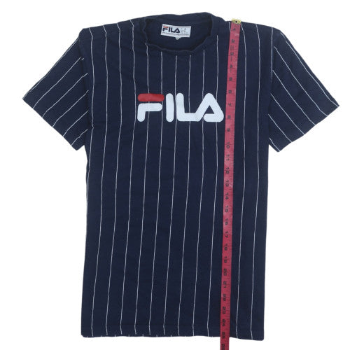 Fila Men's Navy Pinstripe Crew Neck Short Sleeve T-Shirt XS
