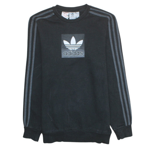 Additional front view of Adidas boys’ black crew neck pullover sweatshirt xl 15-16y logo cotton blend
