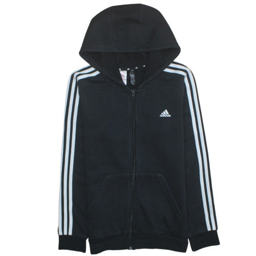 Additional front view of Adidas boys’ black full zip hoodie 14 years regular fit sports fleece