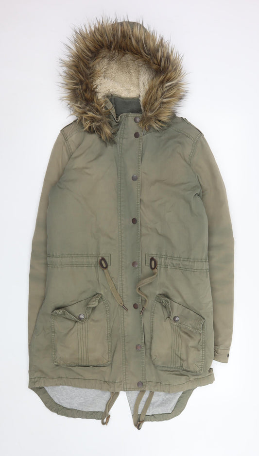 Womens UK Size 10 Fat Face Green Parka Coat