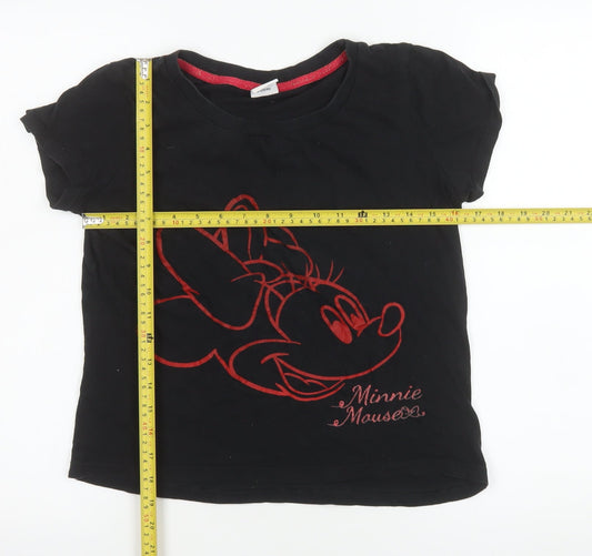 Next Women’s Black Minnie Mouse Cotton T-Shirt XS Short Sleeve