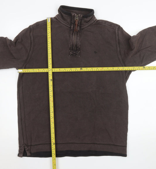 Mens UK Size S Marks and Spencer Brown Henley Sweatshirt