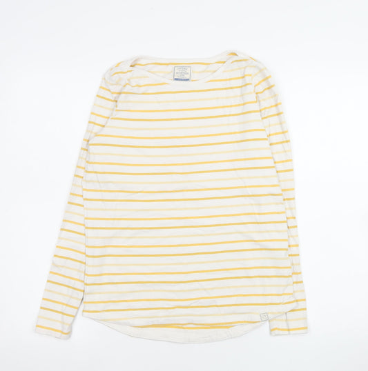 FatFace Women’s Yellow White Striped Long Sleeve Cotton Top Size 8