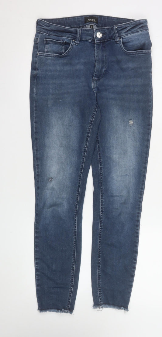 Additional front view of Only Women's Blue Skinny Jeans L 32 Distressed Denim