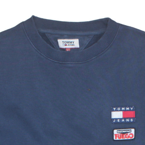 Mens UK Size L Tommy Jeans Blue Pullover Sweatshirt