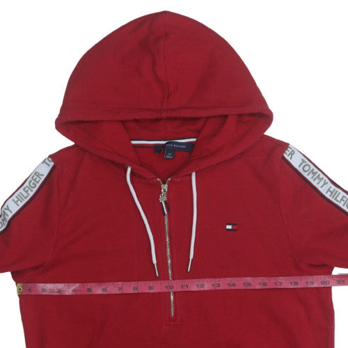 Mens UK Size L Tommy Hilfiger Red 1/2 Zip Hoodie