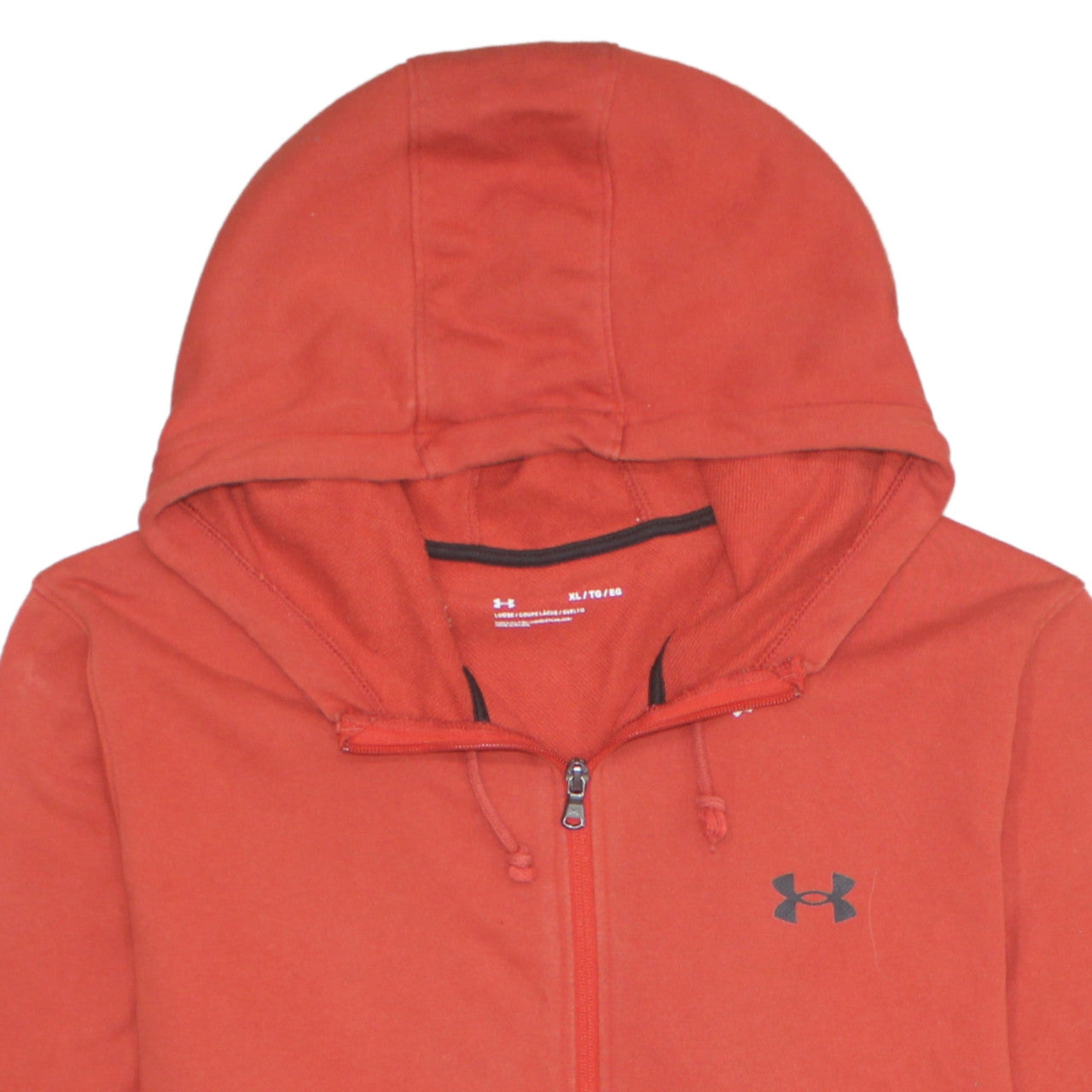 Mens UK Size XL Under Armour Red Full Zip Hoodie