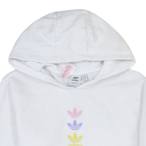 Additional view of Adidas girls’ white logo pullover hoodie 13-14 years fleece cotton blend