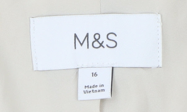 Marks and Spencer Women Beige Linen Blend Cropped Blazer Size 16