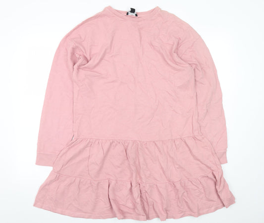 New Look Women Pink Long Sleeve Trapeze Swing Dress Size 12