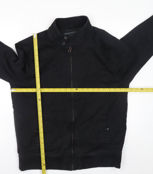 Jack & Jones Men's Black XL Bomber Jacket Cotton Lined Zip Casual