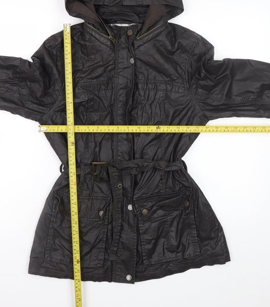 Marks and Spencer Womens Brown Hooded Belted Parka Jacket Size 10