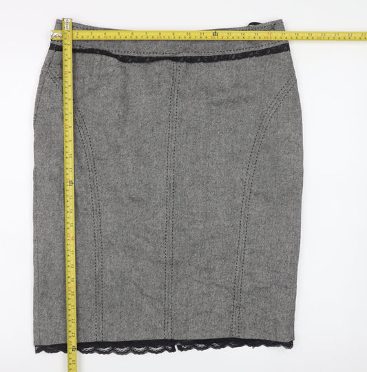 Marks and Spencer Women Grey Wool Blend Pencil Skirt UK 14