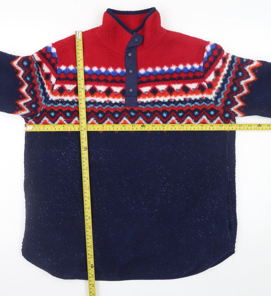 Lands' End Men's Multicoloured Fleece 1/4 Zip Fair Isle Jacket M