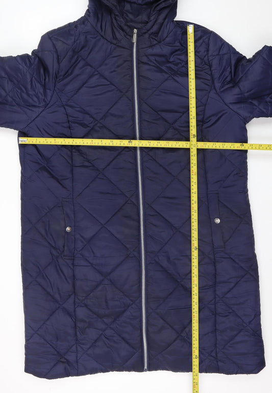 Friends Like These Women’s Blue Quilted Long Hooded Coat Size 22