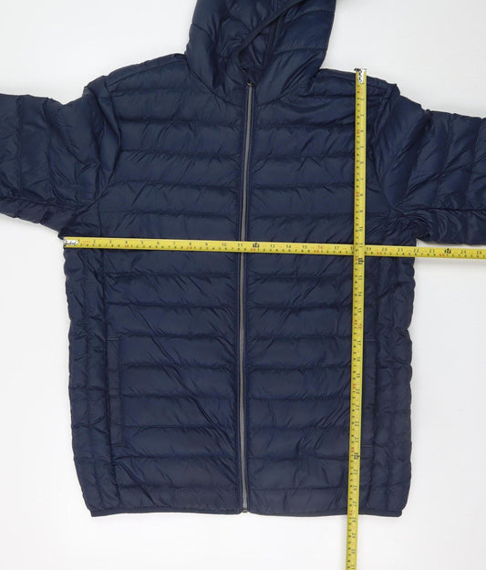 Livergy Men’s Blue Hooded Puffer Jacket Size 44 Regular Fit