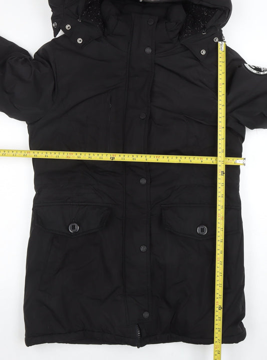 Womens UK Size 10 Superdry Black Parka Coat