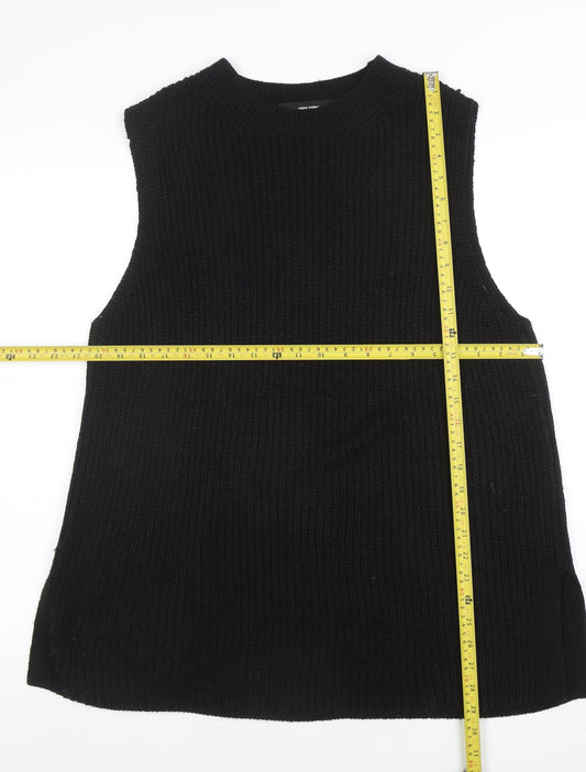 Vero Moda Women's Black Knit Sleeveless Crew Neck Vest Jumper M