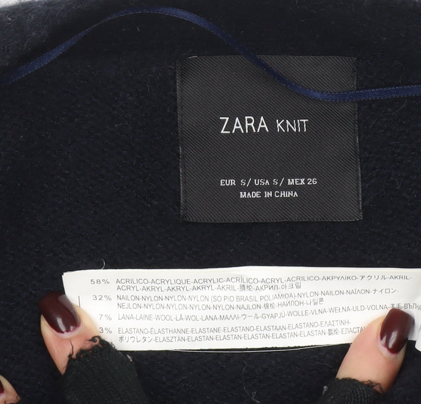 Womens UK Size S Zara Black Cardigan Jumper