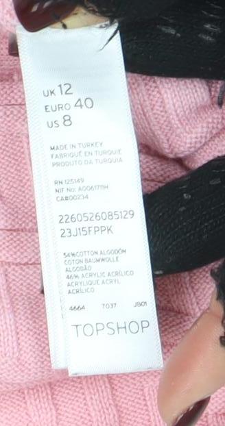 Womens UK Size 12 Topshop Pink Cropped T-Shirt