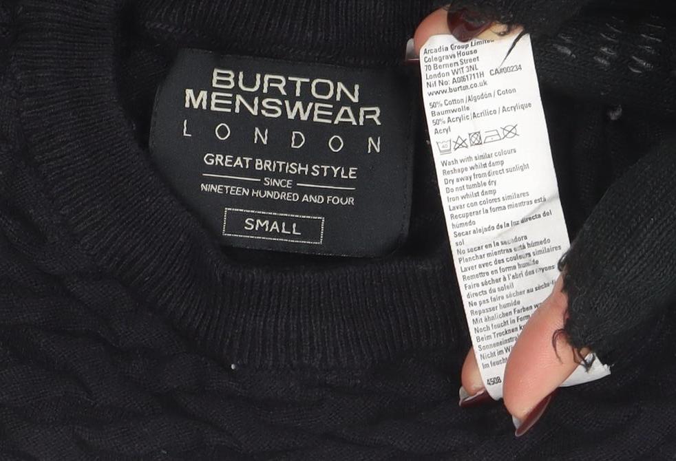 Burton Menswear London Black Cable-Knit Jumper Women's Small