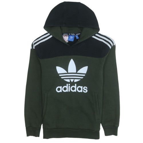 Additional front view of adidas boys’ green pullover fleece hoodie 13-14 years logo hooded sweatshirt