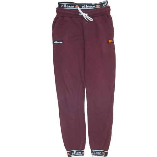 Additional front view of Ellesse women’s red jogger trousers, size UK 8, fleece elastic waist