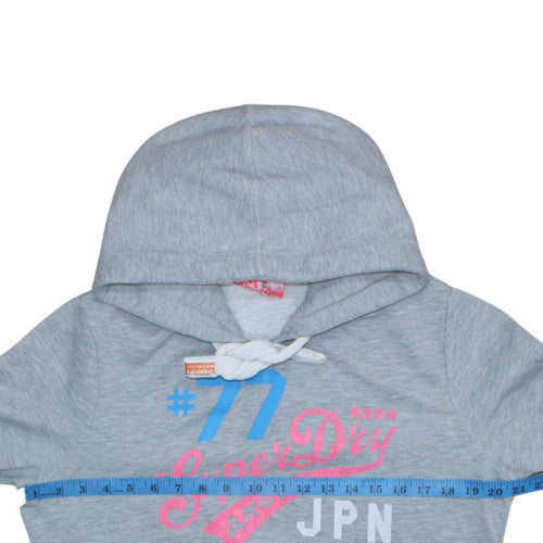 Womens UK Size L Superdry Grey Pullover Hoodie