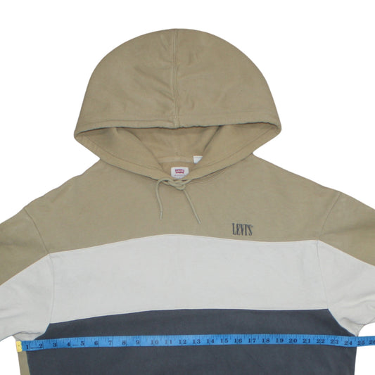 Mens UK Size L Levi's BeigeWhiteBlue Pullover Hoodie
