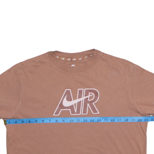 Nike Men's Brown Air Logo Loose Fit Cotton T-Shirt Size S