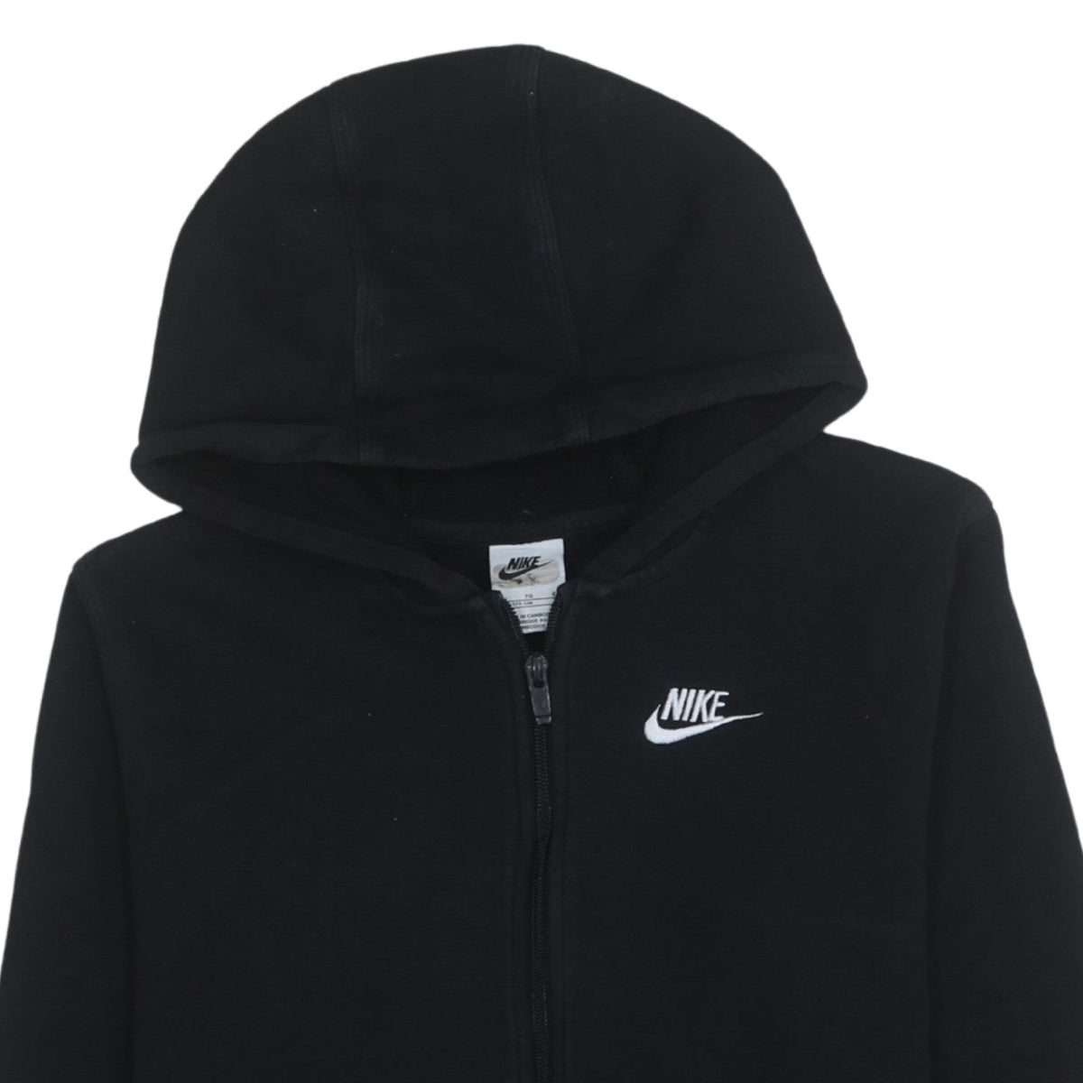 Additional view of Nike boys’ black xl full zip hoodie with logo - classic fleece sweatshirt