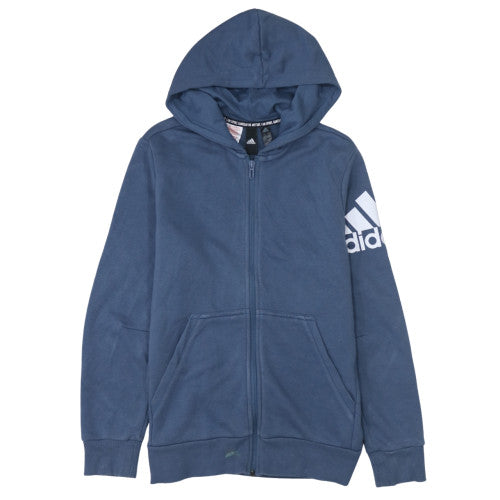 Additional front view of Adidas boys’ blue full zip hoodie 13-14 years regular fit sportswear
