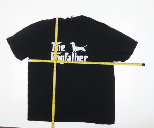Gildan Men's Black 2XL Funny Dog Graphic Cotton T-Shirt