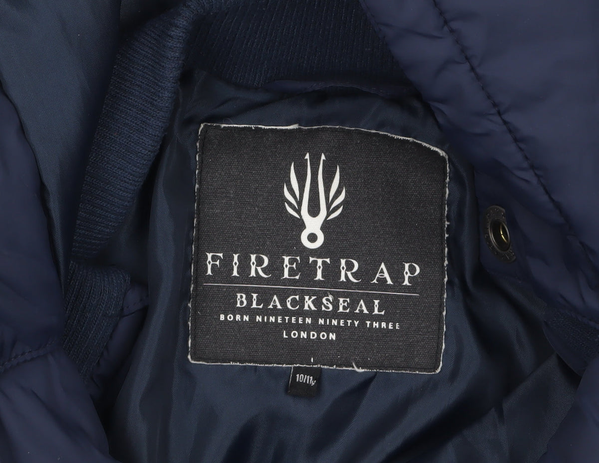 Additional view of Firetrap boys’ blue hooded puffer jacket 10-11 years nylon winter coat