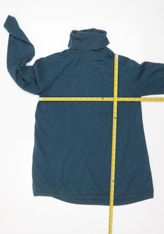 South Coast Women Blue Roll Neck Wool Cashmere Jumper Size 14
